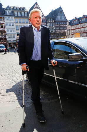 Three-times Wimbledon champion Boris Becker arrives for a news conference in Frankfurt, Germany, August 23, 2017. REUTERS/Kai Pfaffenbach