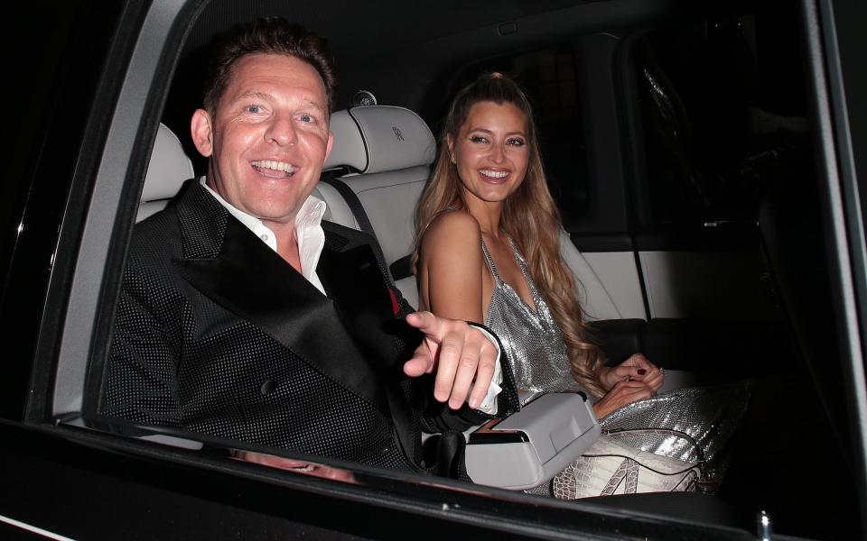 Nick Candy and Holly Valance seen attending David Walliams 50th Birthday party at Claridge's hotel in Mayfair on September 4 2021 in London, England