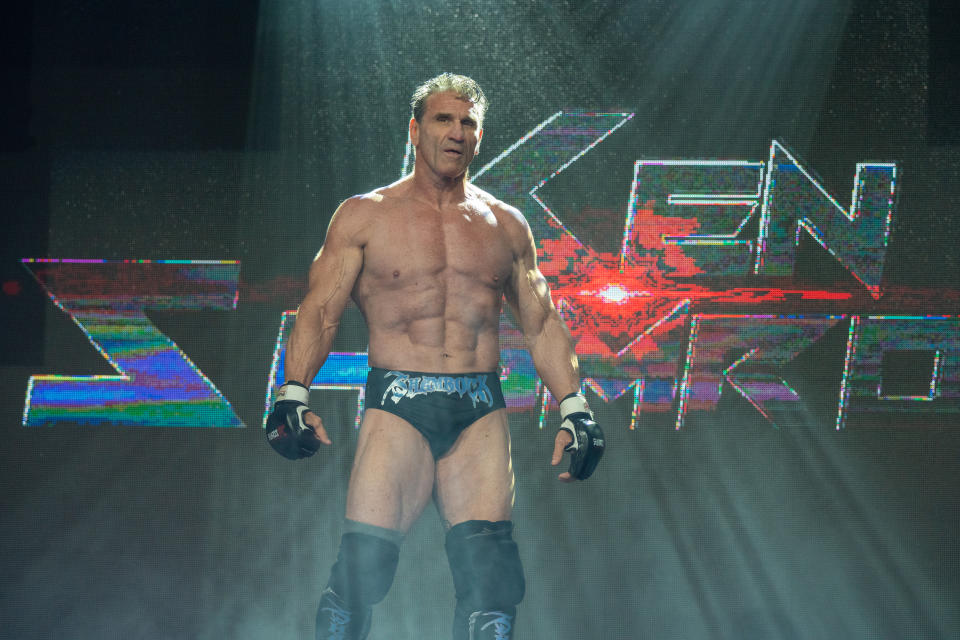 Ken Shamrock performs in a match against Moose at IMPACT Wrestling's "Bound For Glory" event on October 20, 2019. (Photo courtesy of IMPACT Wrestling)