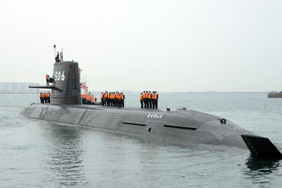 Japan is building a larger submarine fleet but it is still only about a third the size of China's. This image shows the Soryu-class submarine Kokuryu.