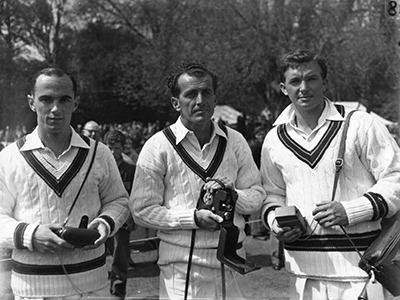 1958: (L - R) Ian Craig, K. McKay and Richie Benaud,