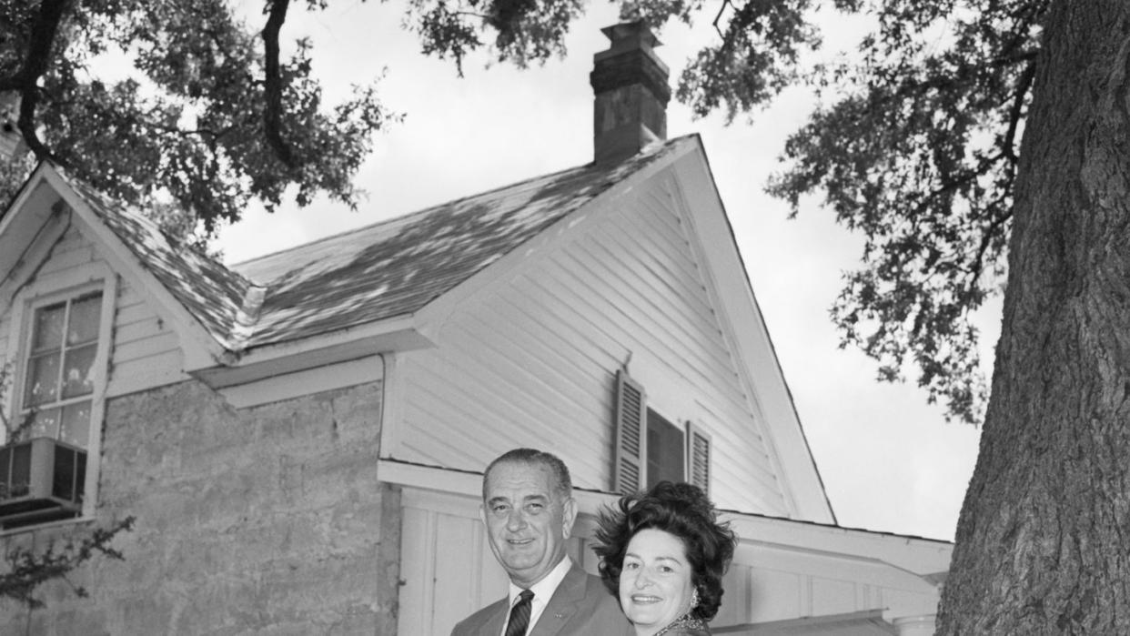 mr and mrs lyndon b johnson at ranch