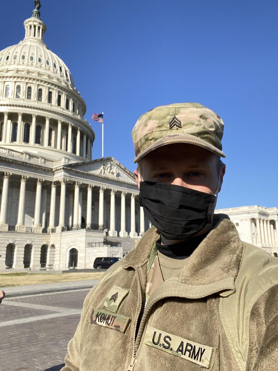 Sergeant Jacob Kohut was activated to the U.S. Capitol when insurrectionists stormed in on January 6. Since then, he's been balancing his National Guard duty with teaching.  / Credit: Jacob Kohut