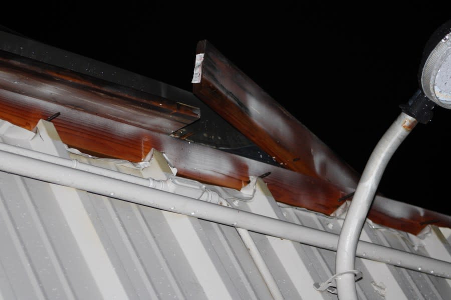 Roof damage to the San Marcos VFW Post from the May 9, 2024 storm. (Courtesy Aaron Brown)