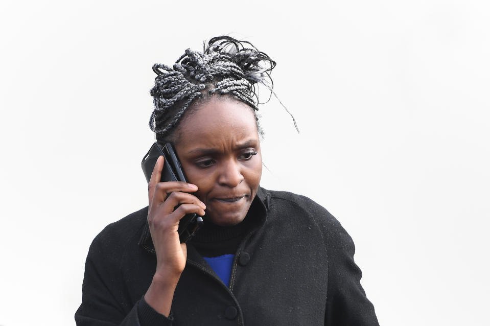 MP Fiona Onasanya outside her home in Peterborough, as voters are being given the opportunity to sign a petition to force a by-election following her conviction for lying about a speeding offence.