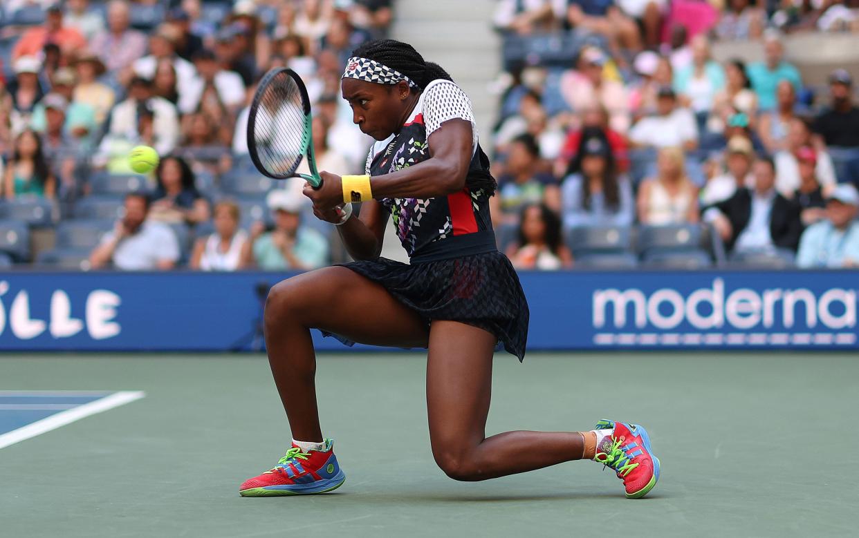 Coco Gauff of the United States in action against Madison Keys of the United States during their Women's Singles Third Round match on Day 5 of the 2022 U.S. Open at USTA Billie Jean King National Tennis Center on Sept. 02, 2022, in Flushing, Queens.
