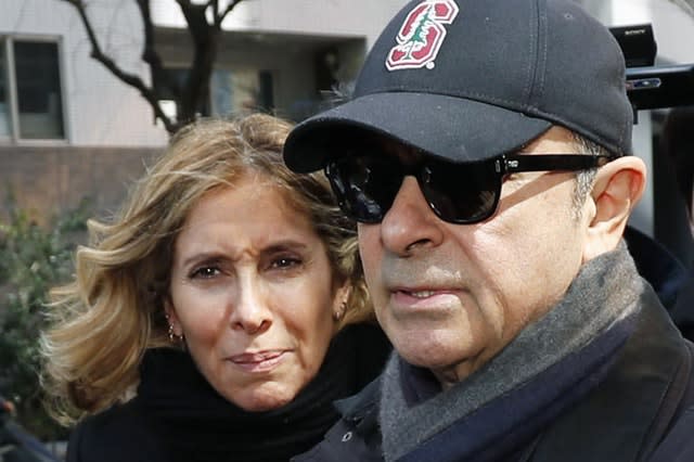 Carlos Ghosn, right, and his wife Carole 