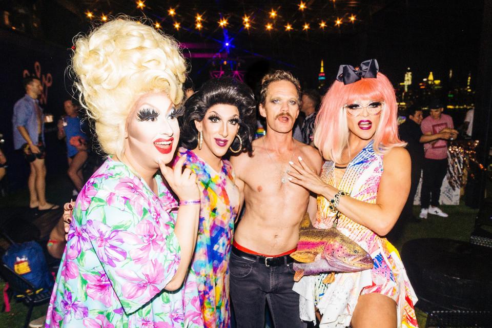 The actor posed with drag queens at Deryck Todd’s Pride event at The Williamsburg Hotel on June 27 in Brooklyn, New York.