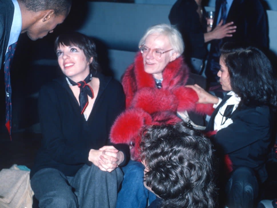 Liza Minnelli, Andy Warhol and Bianca Jagger at Studio 54