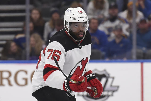 New Jersey Devils defenseman P.K. Subban (76) holds Florida