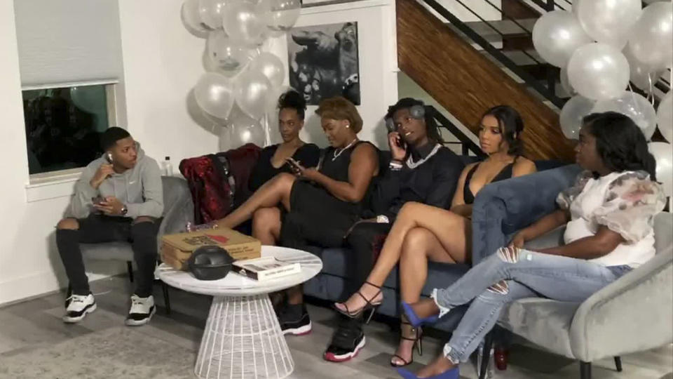 UNSPECIFIED LOCATION - APRIL 23: (EDITORIAL USE ONLY) In this still image from video provided by the NFL, CeeDee Lamb, third from right, talks on a phone after being selected by the Dallas Cowboys during the first round of the 2020 NFL Draft on April 23, 2020. (Photo by NFL via Getty Images)