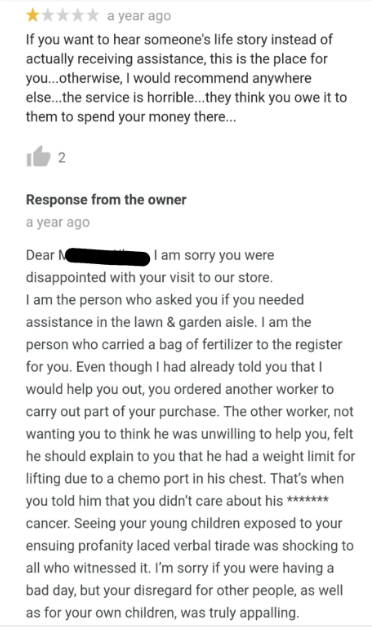 "I'm sorry if you were having a bad day, but your disregard for other people, as well as for your own children, was truly appalling."