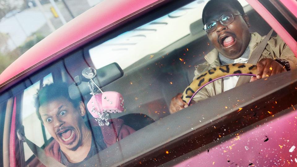 Eric Andre and Lil Rel Howery star in BAD TRIP Netflix