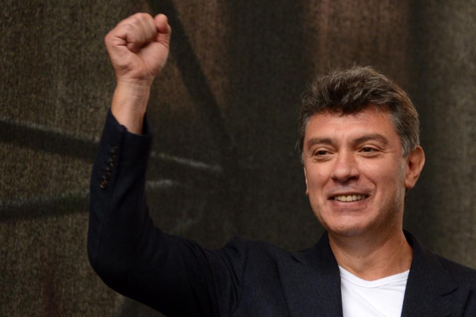 Former first deputy prime minister Boris Nemtsov, who was killed at the age of 55, gestures during an anti-Putin protest in central Moscow, on September 15, 2012 (AFP via Getty Images)