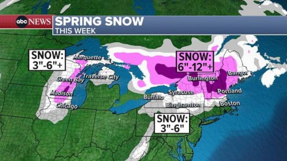 PHOTO: Spring snow forecast. (ABC News)