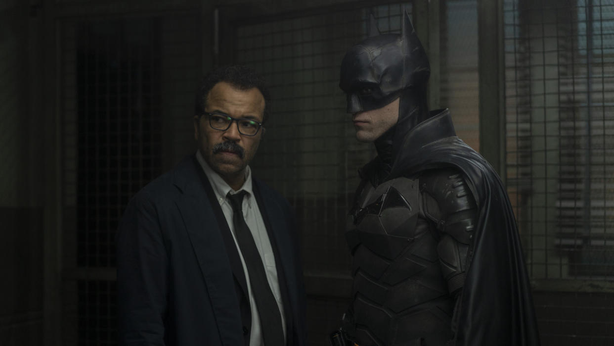  Jeffrey Wright and suited-up Robert Pattinson in The Batman. 