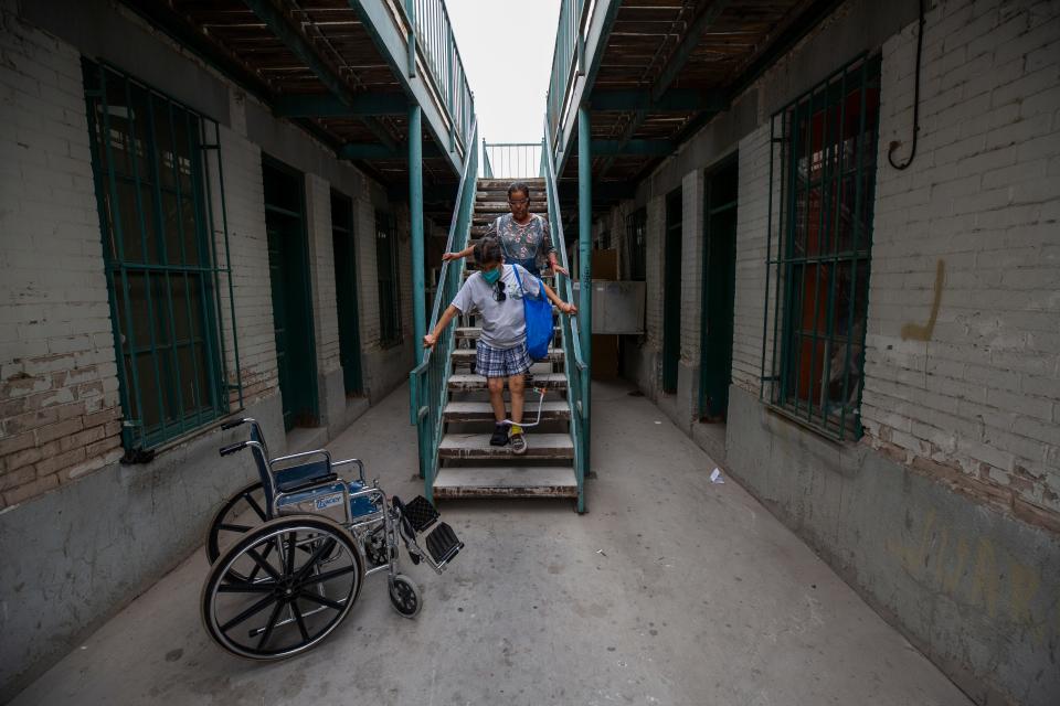 Rosario Marin, 62, who lives in one of the most dangerous areas to be an elderly pedestrian, leaves her apartment on Father Rahm Avenue in El Paso. According to data analyzed by the El Paso Times, Hispanics, who make up about 83% of El Paso's population, are more than three times as likely to be hit by a car than Anglo pedestrians.