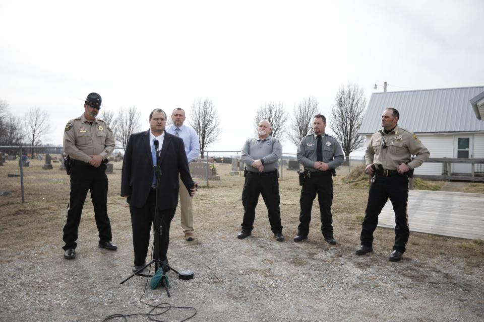 Douglas County Prosecutor Matthew Weatherman speaks on the Kelle Ann Workman murder case that had been cold for 35 years at a press conference at Pleasant Ridge Baptist Church on Wednesday, Feb. 21, 2024.