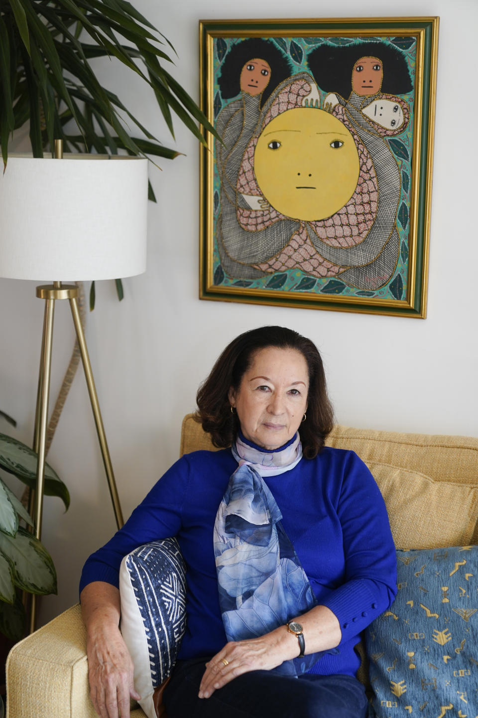 Michele Montas poses for a picture in her apartment in New York, Monday, Feb. 27, 2023. Award-winning Haitian broadcaster Montas, who was exiled three times and served as spokesperson for the former United Nations secretary-general, follows the chaos in her home country every day from her apartment in New York. She has a simple answer to why peace remains elusive and violence is worsening in the country: Haitians were never part of any solution. (AP Photo/Seth Wenig)