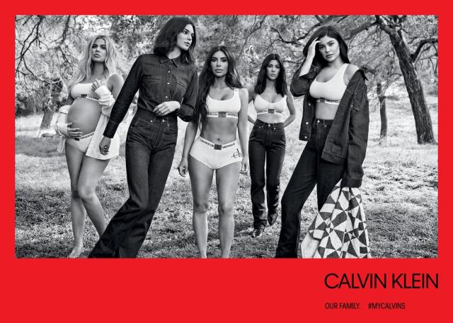 Khloé Kardashian Models in Her Calvins (While 8 Months Pregnant) Alongside  Sisters