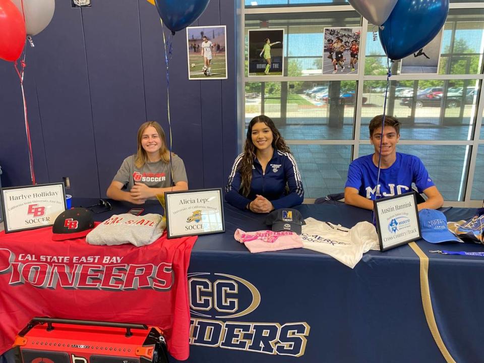 Central Catholic students Harlye Holliday, Alicia Lepe and Austin Hannink are recognized at Central Catholic’s Next Level Ceremony on May 16, 2023 at Central Catholic High School.