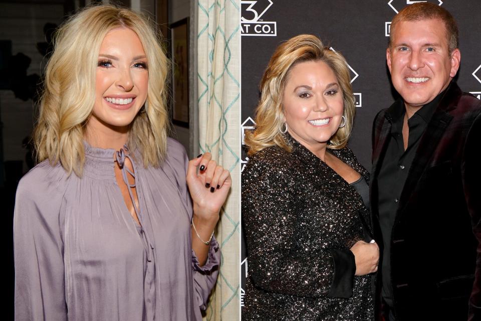 Lindsie Chrisley attends Peanut, the App for Modern Motherhood, Atlanta launch at Paces & Vine Restaurant on September 26, 2019 in Atlanta, Georgia. (Photo by Marcus Ingram/Getty Images); Julie Chrisley (L) and Todd Chrisley attend the grand opening of E3 Chophouse Nashville on November 20, 2019 in Nashville, Tennessee. (Photo by Danielle Del Valle/Getty Images for E3 Chophouse Nashville)