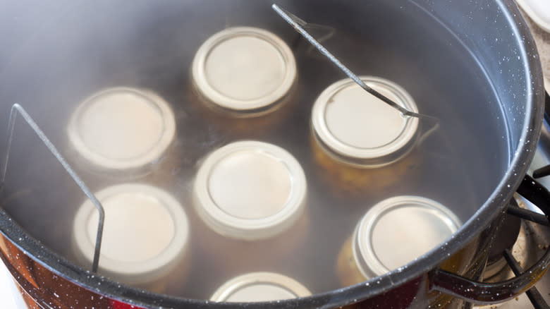 jars submerged boiling water