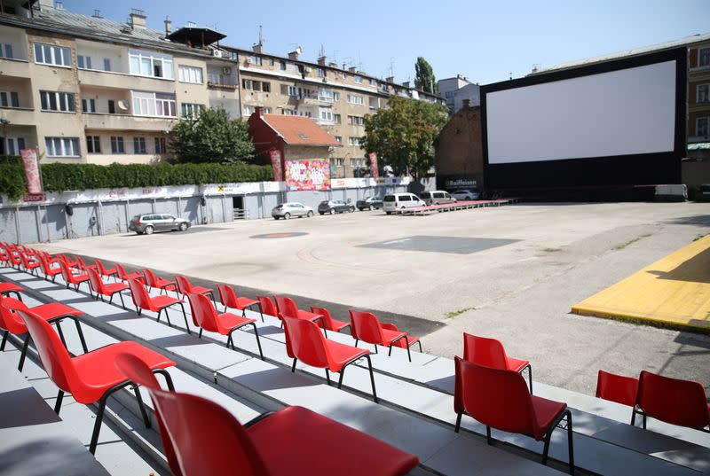 The Open Air Cinema is seen before the online opening ceremony of the Sarajevo Film Festival in Sarajevo