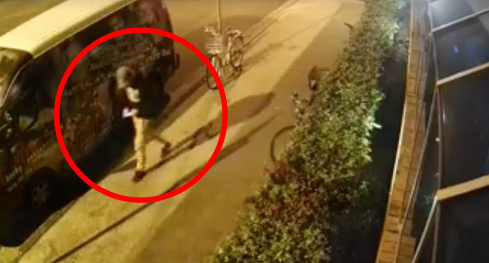 CCTV shows Theo Hayez leaving Cheeky Monkey's bar in Byron Bay.