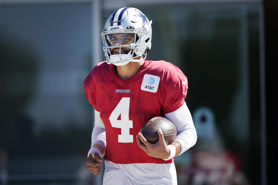 Dallas Cowboys quarterback Dak Prescott is starting Sunday against the Detroit Lions, or so he said Thursday. (AP Photo/LM Otero)