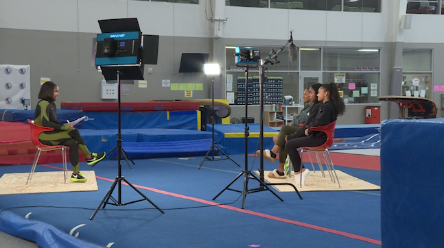 Jala Washington sits down with Paris 2024 gymnastics Olympic Hopefuls from the World Champions Centre. (KXAN photos/Todd Bailey).