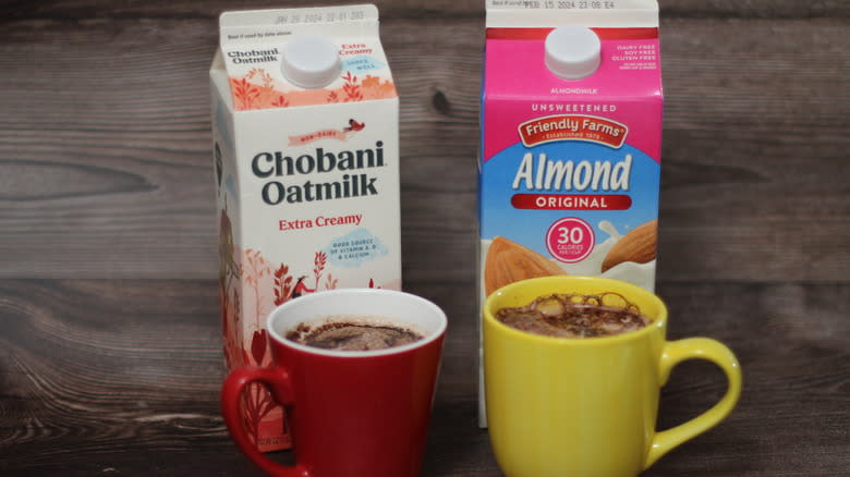 Oat and almond milk cocoa mugs