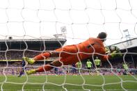 Football Soccer Britain - Crystal Palace v AFC Bournemouth - Premier League - Selhurst Park - 27/8/16 Bournemouth's Artur Boruc saves a penalty from Crystal Palace's Yohan Cabaye Action Images via Reuters / Tony O'Brien Livepic EDITORIAL USE ONLY. No use with unauthorized audio, video, data, fixture lists, club/league logos or "live" services. Online in-match use limited to 45 images, no video emulation. No use in betting, games or single club/league/player publications. Please contact your account representative for further details.