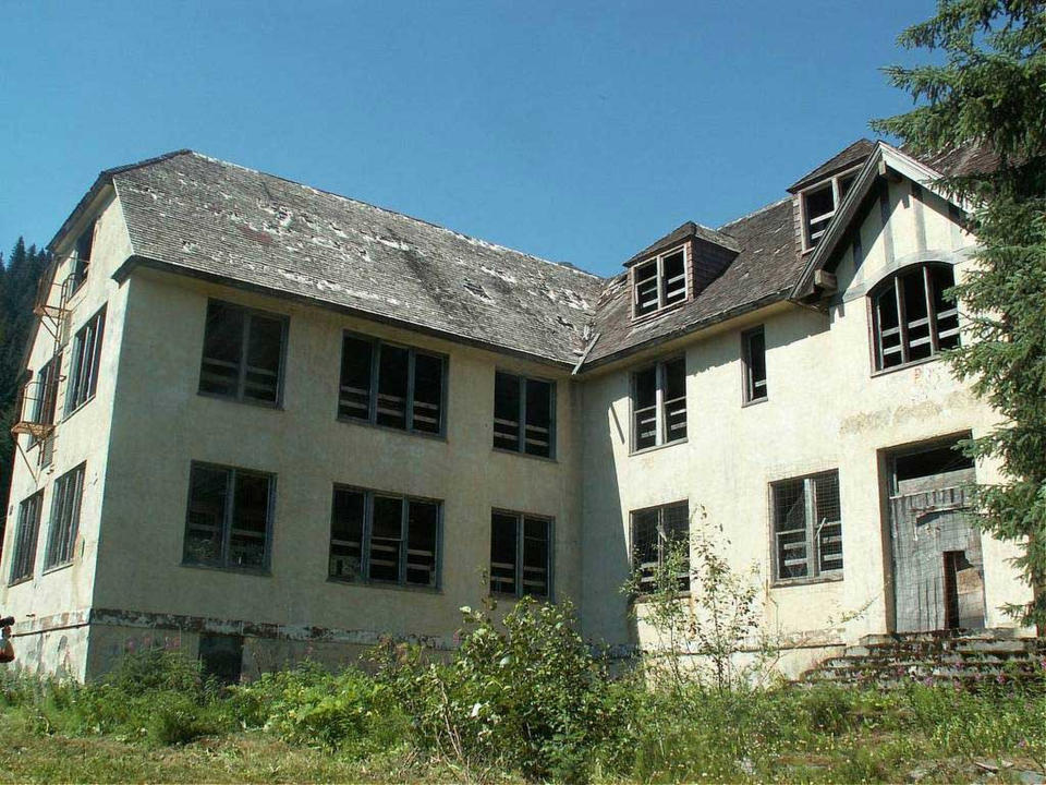 This undated photo shows a building that remains at the site of the Jesse Lee Home in Seward, Alaska, where the territorial flag, which later became the Alaska state flag, was first flown. The Seward City Council will decide Monday, July 13, 2020, whether to demolish the remaining buildings. (Dorene Lorenz via AP)