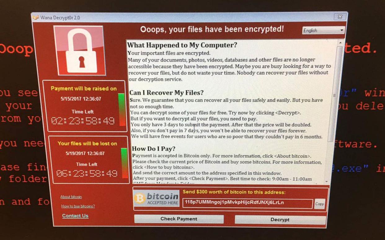 Screenshot of the suspected ransomware message on a GP's computer in the Greater Preston area - PA