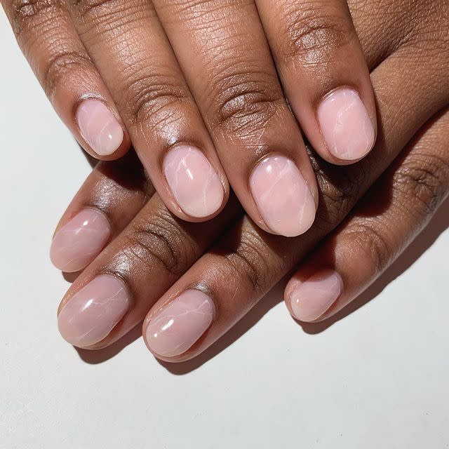 14) Rose Quartz Round Nails