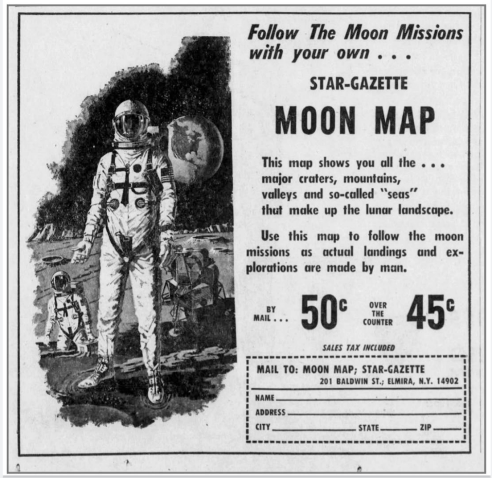 The Star-Gazette's moon map offer appeared on page 3 July 14, 1969.