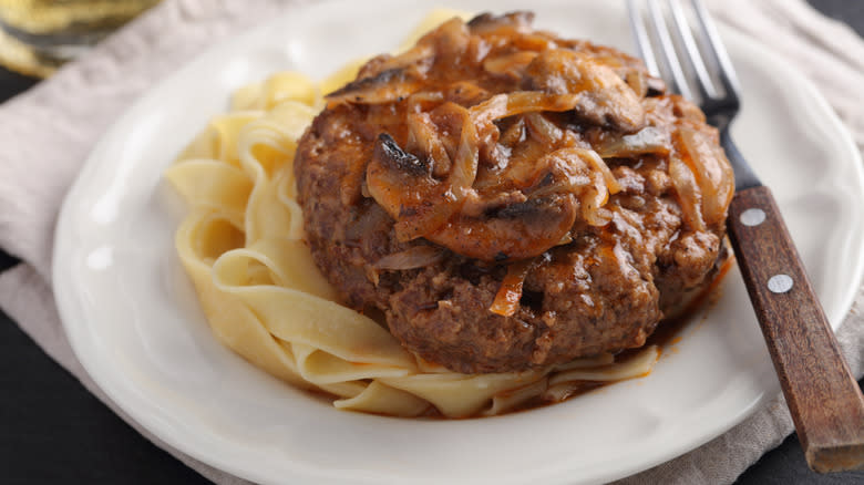 salisbury steak with pasta