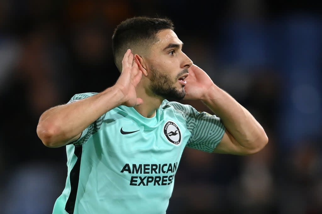 Neal Maupay celebrates his last-gasp equaliser for Brighton at Selhurst Park  (Getty Images)