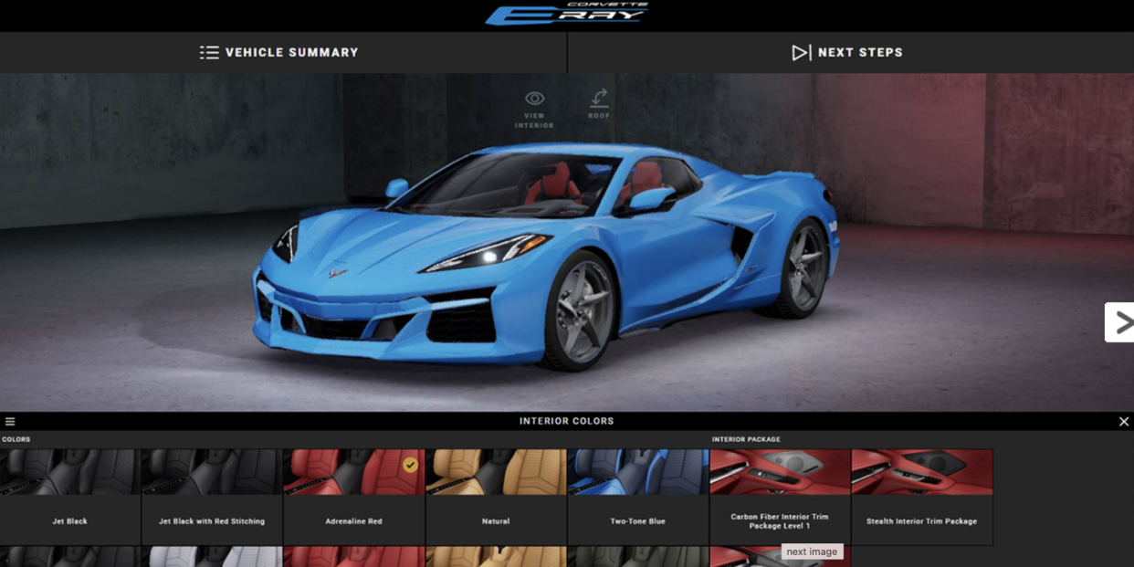 leaked chevy corvette eray configurator