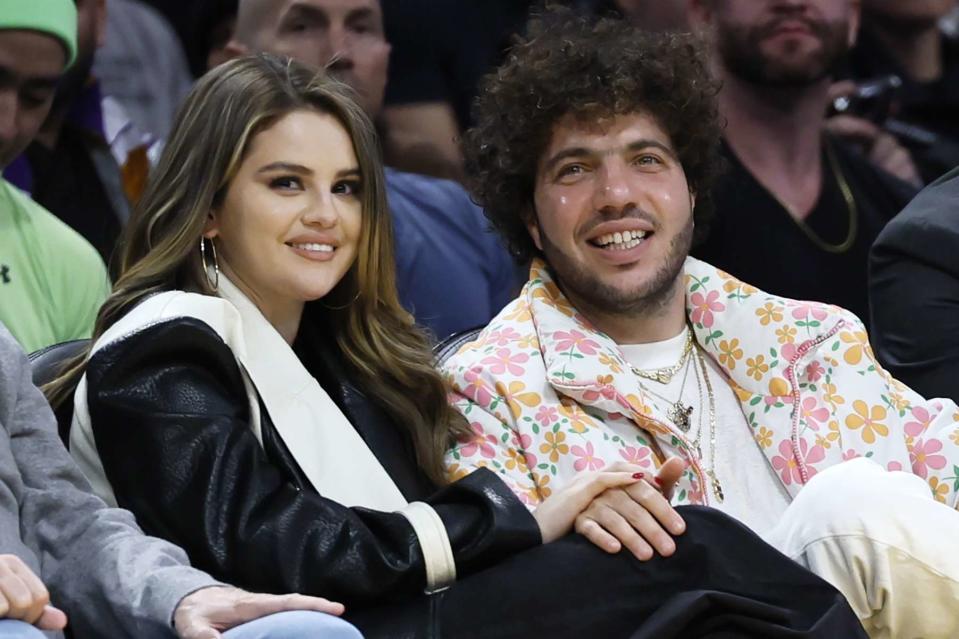 <p>Allen J. Schaben / Los Angeles Times via Getty</p> Selena Gomez and Benny Blanco