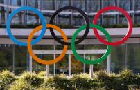 The Olympic rings are pictured in front of the International Olympic Committee (IOC) in Lausanne