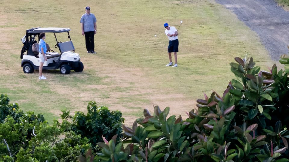 President Joe Biden plays golf at the Buccaneer Golf Course in St. Croix in the US Virgin Islands on December 30, 2022. - Saul Loeb/AFP/Getty Images