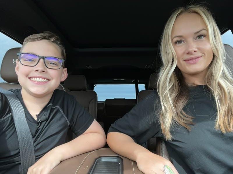 From left, Nash and Estee Roe on the way to airport to fly to the "Kids Baking Championship" filming.