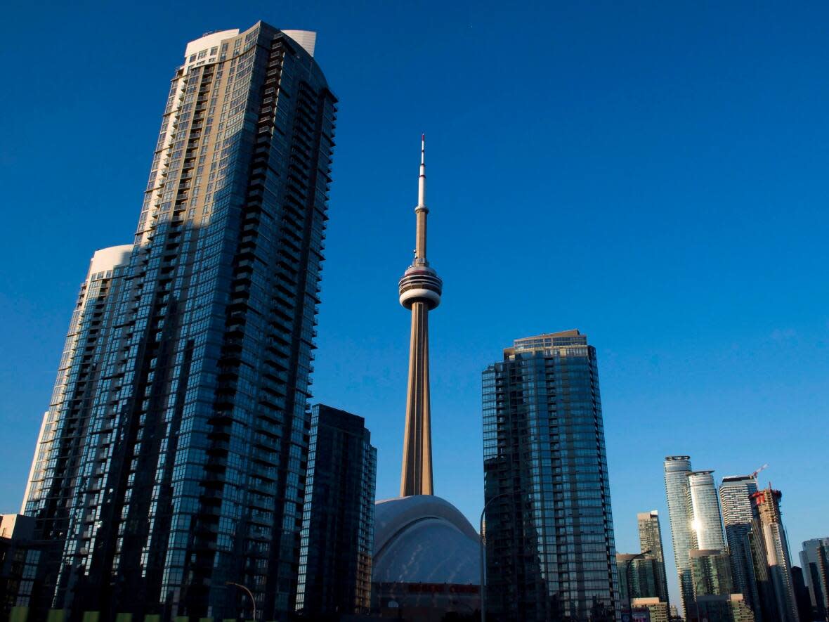 Sun sets on the Toronto skyline seen from the Gardiner Expressway on Wednesday, July 5, 2017. THE CANADIAN PRESS/Frank Gunn (Frank Gunn/The Canadian Press - image credit)