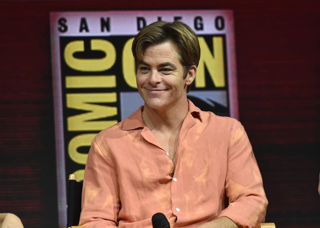 Chris Pine participates in the Warner Bros. Theatrical Panel for "Wonder Woman 1984" during Comic Con in San Diego, July 21, 2018. (Photo by CHRIS DELMAS / AFP)        (Photo credit should read CHRIS DELMAS/AFP/Getty Images)