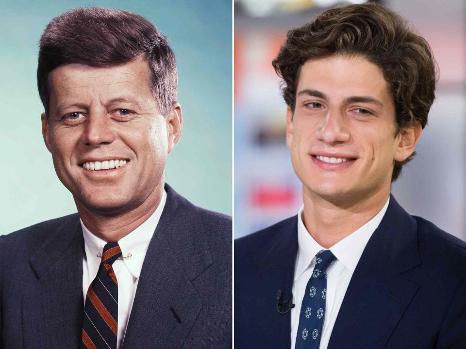 <p>NY Daily News Archive/Getty ; Nathan Congleton/NBCU Photo Bank/NBCUniversal/Getty</p> Left: John F. Kennedy for the NY Daily News. Right: Jack Schlossberg on May 5, 2017.