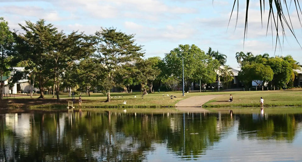 The girl, believed to be around 10 years old, was spotted fishing just metres from the trap. Source: Supplied