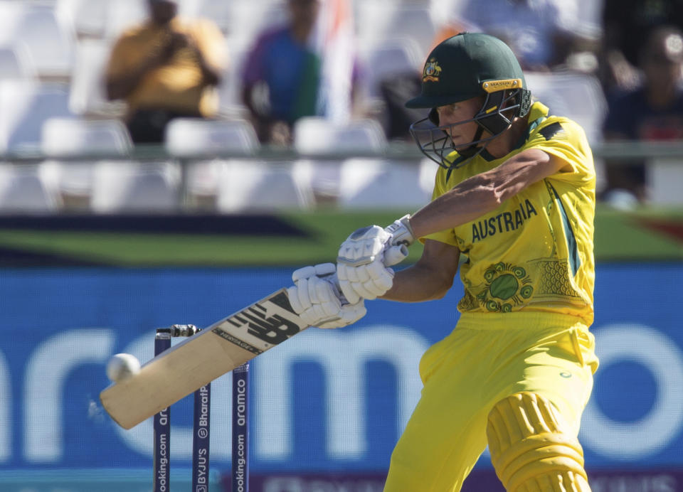 Australia's Meg Lanning in action against India during the Women's T20 World Cup semi final cricket match in Cape Town, South Africa, Thursday Feb. 23, 2023. (AP Photo/Halden Krog)