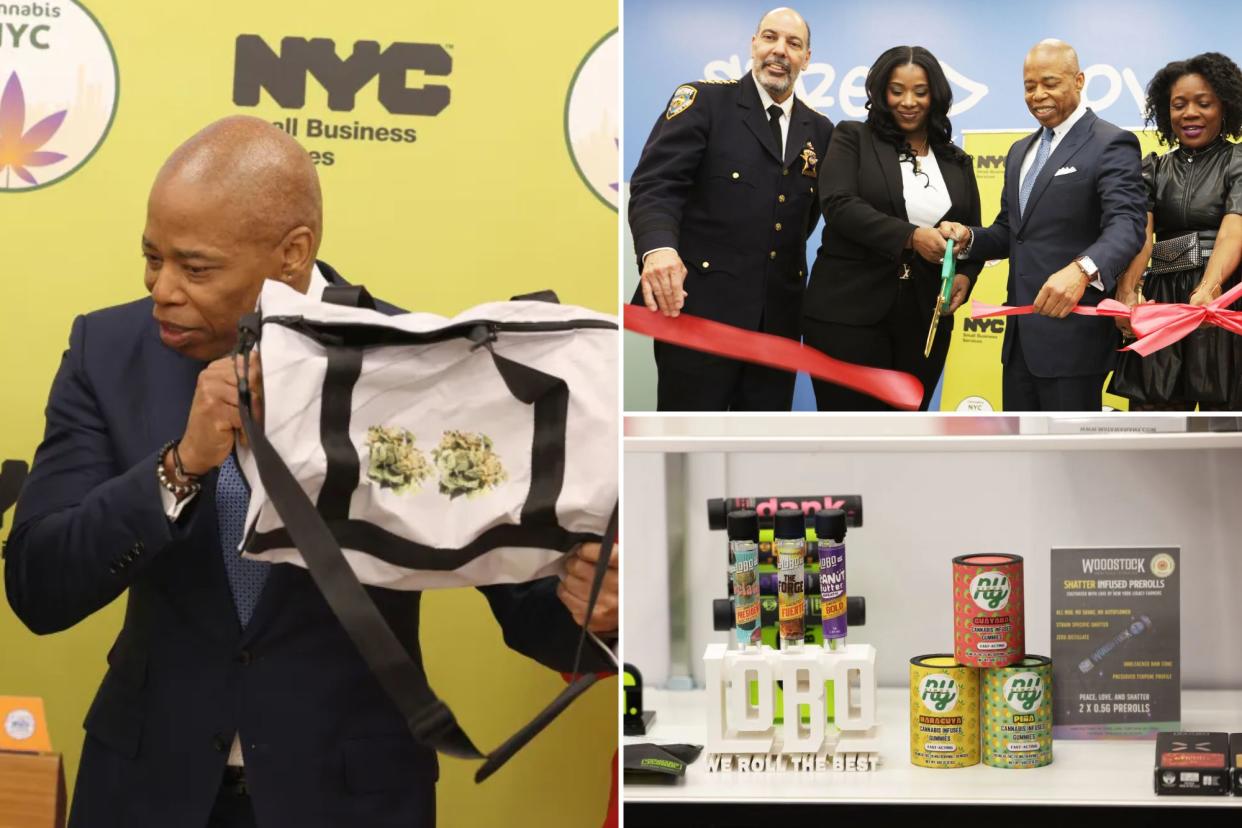Mayor Eric Adams made his first public visit to a Big Apple pot shop and walked away with a free 